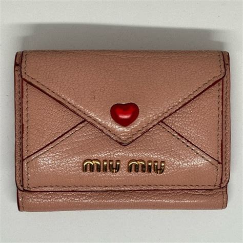 miu miu love wallet|MIU MIU Logo Heart Madras Love Letter Leather Compact Trifold .